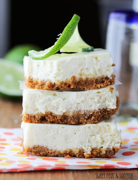 Oven baked tequila-lime cheesecake. Delicious cheesecake bars baked in convection oven. Cheesecake Squares, Lime Cheesecake, Boozy Desserts, Mexican Dessert, Cheesecake Bars, Eat Dessert, Mini Desserts, Decadent Desserts, Sweets Treats