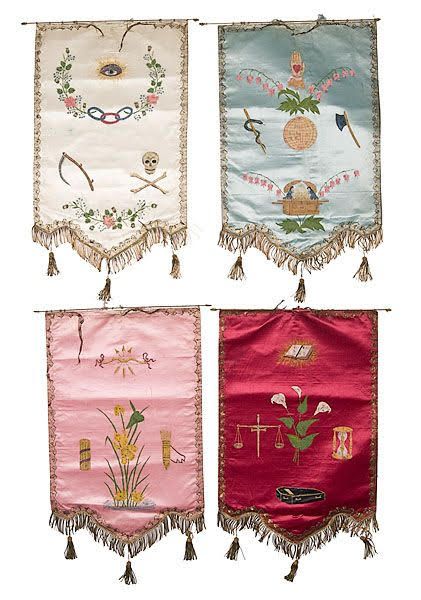 Oddfellows Symbols, Odd Fellow, Vintage Banner, Odd Fellows, Pagan Art, Textile Fiber Art, Pennant Banners, Secret Society, Embroidery Inspiration