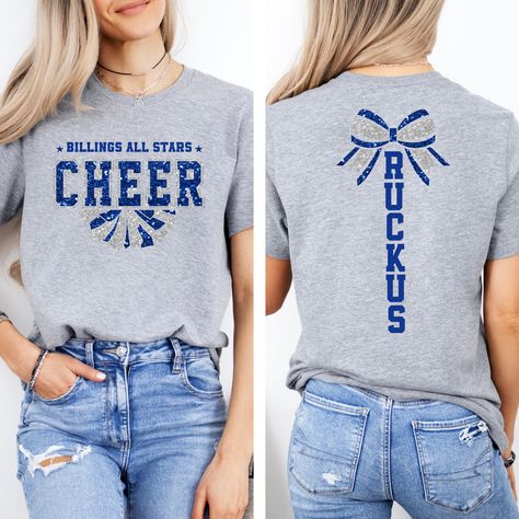 Be loud and proud with these adorable faux glitter print Billings All Stars tshirts. Whether you are a cheerleader on team Ruckus or just a supportive family member these shirts are a must have this cheer season. Made in a unisex style tee that runs true to size. Please refer to the size chart before ordering. Cheer Tshirt Designs Cheerleading, Cheer Merch Ideas, Cheer Nationals Shirts, Cheer Competition Shirts, Cheer Shirts Designs, Cheerleading Shirts Designs, Cheer Team Shirts, Wrestling Mom Shirts, Cheerleading Tshirts