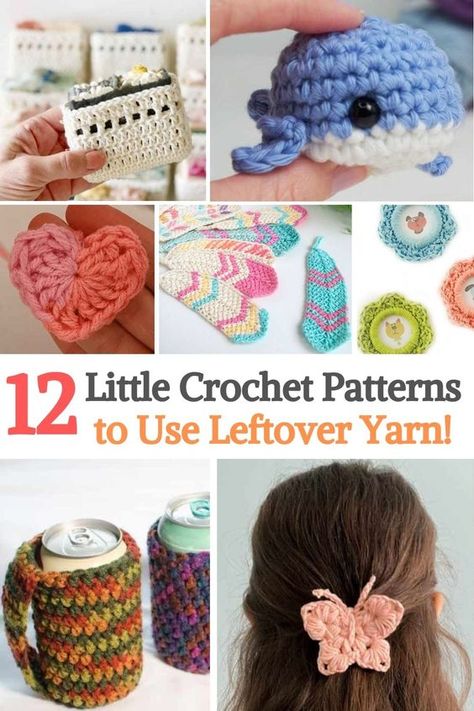 There are only 12 scrap yarn crochet patterns here and we say only because there are so many that it was hard to pick just 10. But for now, we hope this helps you bust your stash of yarn with these easy-to-make scrap yarn crochet patterns. Because there is nothing worse than wasted material. So what do you do with all those little bits of yarn leftover from your crochet projects? These projects are easy and fun. All of them are giftable. We'll see! Stash Busting Crochet Patterns, Crochet Stash Buster Projects, Scrap Yarn Crochet Patterns, Crochet Scrap Yarn Projects, Leftover Yarn Project, Cotton Yarn Projects, Crochet Projects To Sell, Yarn Projects Crochet, Quick Crochet Gifts