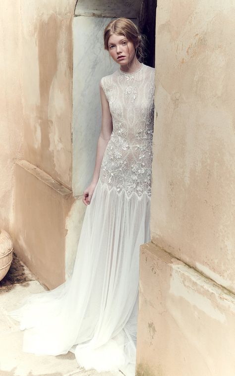 Low Waist Wedding Dress, Costarellos Bridal, Drop Waist Gown, Drop Waist Wedding Dress, Winter Wedding Gowns, Owl Wedding, Designer Bridal Gowns, Luxury Wedding Dress, Tulle Gown