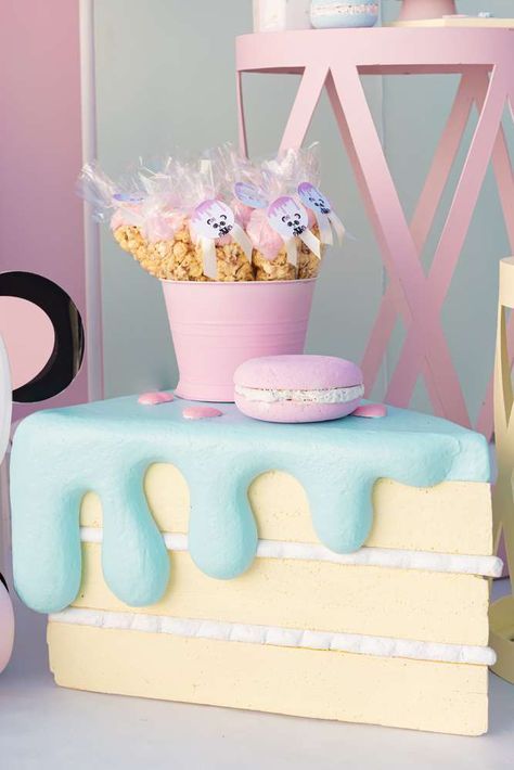 Panda Candyland Birthday Party | CatchMyParty.com Sweet Shop Party Ideas, Panda Birthday Party Ideas, Candyland Birthday Party, Sweet Props, Panda Birthday Party, Candy Themed Party, Fake Food Props, Candy Land Birthday Party, Panda Birthday