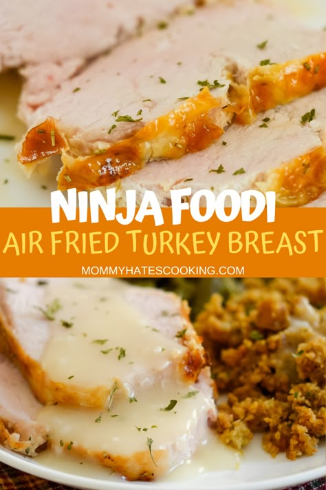 Turkey Breast Air Fryer, Ninja Foodi Turkey Breast, Ninja Foodi Turkey, Air Fryer Turkey Breast, Air Fryer Turkey, Ninja Cooking System, Ninja Cooking System Recipes, Turkey Tenderloin, Turkey Breast Recipe