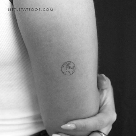 Set of three small fine line planet earth temporary tattoos. Are you thinking about getting a planet earth tattoo? This is a great choice because it offers you a way to explore an interesting design that has deep meaning. Before you get inked, you can try out our planet earth temporary tattoo to experiment with design styles and placements. Our eco-friendly planet earth fake tattoo can be used to represent a variety of meanings. For many people, the planet Earth is a symbol of hope and interconn Earth Tattoo Minimalist, Earth Tattoos Simple, Matching Earth Tattoos, Dainty Earth Tattoo, Tiny Earth Tattoo, Earth Shoulder Tattoo, Earth Science Tattoo, Mini Earth Tattoo, Earth Tattoo Design Minimal