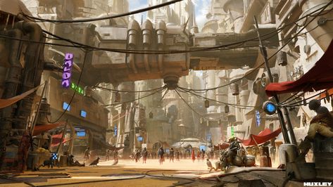 City Concept Art, Scifi City, Steampunk City, Traveller Rpg, Environment Painting, Sci Fi City, Desert Environment, Art Advice, Star Wars Concept Art