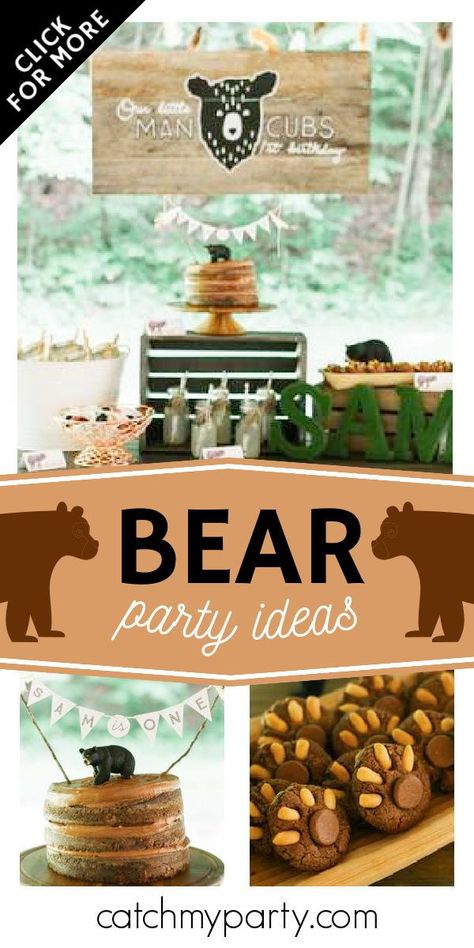 Bear Birthday Snacks, Bear Themed Appetizers, Grizzly Bear Birthday Party, One Year Old Bear Birthday, Bear Food Ideas Parties, Bear Birthday Food Ideas, Beary First Birthday Photoshoot, Teddy Bear Charcuterie Board, Bear Themed Food Ideas