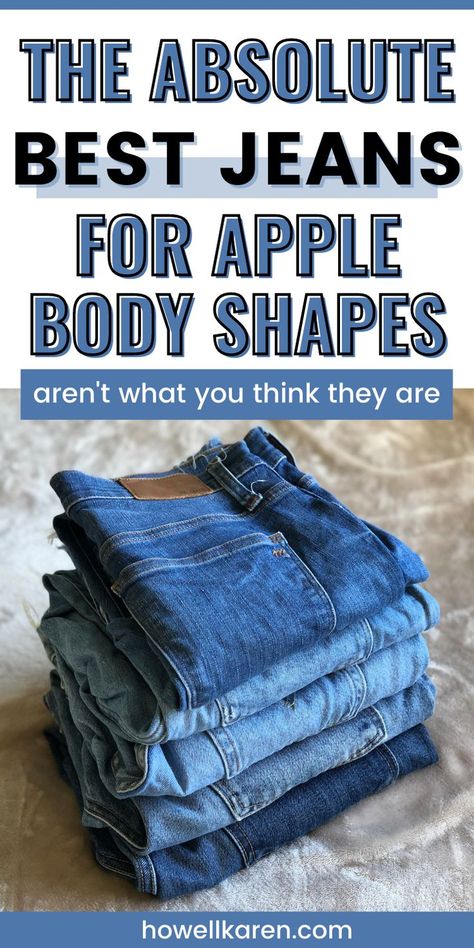 Stack of jeans Apple Shape Outfits Plus Size, 70s Aesthetic Fashion, Apple Body Shape Clothes, Plus Size Denim Dress, Plus Size Body Shapes, Apple Body Shape Fashion, Apple Body Shape Outfits, Apple Body Shape, Apple Shape Fashion