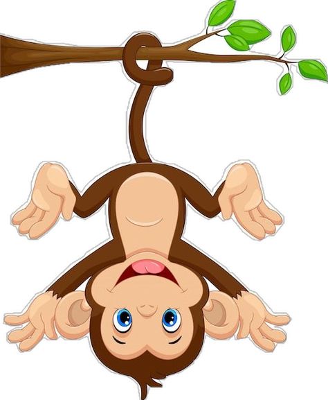 Cute monkey hanging on tree | Premium Vector #Freepik #vector #monkey-cartoon #cute-monkey #monkey #happy-animals Monkey Hanging, Hanging Monkey, Capuchin Monkey, Jungle Scene, Cartoon Monkey, Tropical Animals, In The Zoo, Forest Illustration