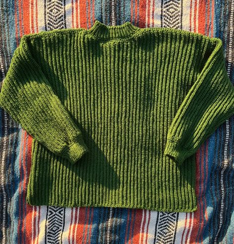 Crochet Sweater Oattern, Green Crochet Jumper, Easiest Crochet Sweater, Green Sweater Crochet, Men Sweater Crochet, Ribbed Crochet Sweater, Oversized Knit Sweater Pattern, Mens Crochet Sweater Pattern Free, Knitting Inspiration Easy