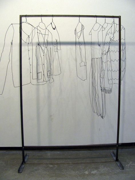 Suzanne Bonanno  Sculptor's Wardrobe                                                                                                                                                                                 More Wire Clothes, Art Fil, Clothes Art, Wire Drawing, Tech Art, Soyut Sanat Tabloları, Art Et Illustration, A Level Art, Art Installation