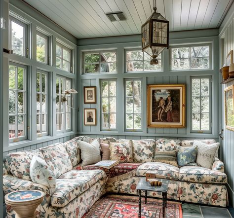 The Future of Interior Design + Artificial Intelligence - The Glam Pad Jean Stoffer Sunroom, Edwardian Sunroom, Grandmellinial Living Room, Colonial Sunroom, Interior Sunroom Ideas, Garden Room Ideas Interior Design, 1920s House Interior Design, Traditional Sunroom, Dream Entryway