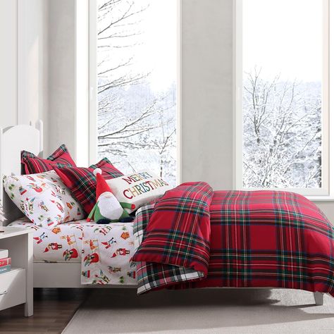 PRICES MAY VARY. THE SPENCER PLAID DESIGN: One of our most popular sets, Spencer Plaid is traditional warmth and sophistication. The front is a a red, green and gold on white plaid and the reverse is a green, gold, blue and white on red plaid. Button closures at the bottom of the duvet cover are durable and easy to use. SOFT AND COMFORTABLE LUXURY: Made from 100% cotton that will never feel heavy, stiff or uncomfortable, the Spencer Plaid Duvet Cover Set has an ultra soft feel that you’ll simply Duvet Comforter Sets, Holiday Paintings, Gold Comforter, Plaid Comforter, White Sheet Set, Crib Bedding Boy, Girl Nursery Bedding, Holiday Stories, Twin Comforter Sets