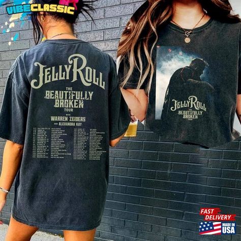 Jelly Roll Tour 2024 Graphic 2Side Shirt Classic T-Shirt Check more at https://vibeclassic.com/product/jelly-roll-tour-2024-graphic-2side-shirt-classic-t-shirt/ 2024 Graphic, Rock Singer, Merch Shirt, Country Music Shirt, Beautifully Broken, Country Music Shirts, Jelly Roll, Personalized Shirts, Unisex Shirt