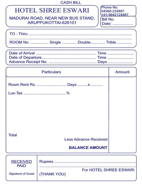 Lodge Bill Format, Hotel Bill Format Pdf, Hotel Bill Format In Word, Bill Format, Hotel Bill, Invoice Format, Ab De Villiers Photo, Bill Template, Id Card Template