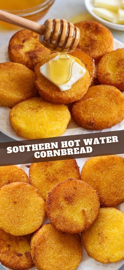 Fried Cornbread Jiffy, Fried Jiffy Cornbread, Fried Cornbread Cakes, Hot Water Cornbread With Jiffy, How To Make Hot Water Cornbread, Cornbread Fritters Fried, Hotwater Cornbread Recipe, Best Hot Water Cornbread Recipe, Fried Cornbread Easy