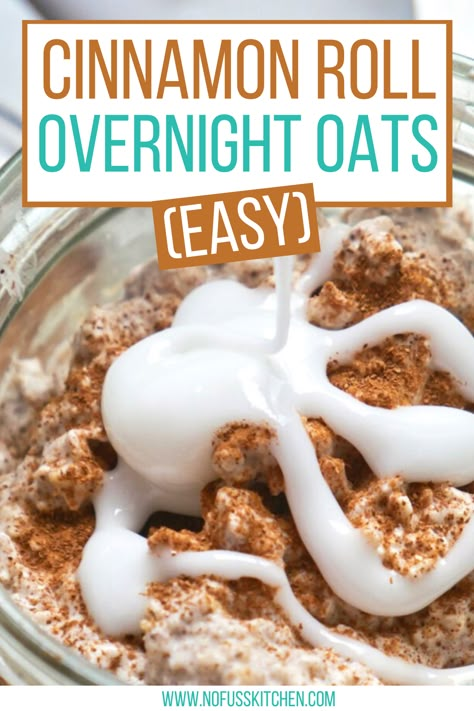 Baked Overnight Oats Healthy, Overnight Oats Healthy Cinnamon Roll, Overnight Oats Trim Healthy Mama, Cinnamon Roll Protein Overnight Oats, Cinnamon Roll Overnight Oats No Yogurt, Overnight Low Calorie Oats, Cinnamon Rolls Overnight Oats, Overnight Oats Recipe Healthy Low Calorie, Cinnamon Roll Overnight Oats Healthy