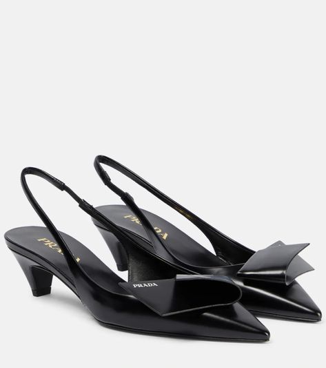 Prada Slingback Pumps, Prada Kitten Heels, Build Wardrobe, Prada Pumps, Prada Heels, Female Outfits, Kitten Heel Shoes, Versace Shoes, Mid Heels Pumps