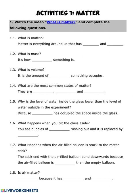 Mass Volume Density Worksheet, What Is Matter, Density Worksheet, Volume Worksheets, Fly To The Moon, Matter Worksheets, Improve Reading Comprehension, Adjective Worksheet, Higher Level Thinking