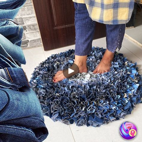 20K views · 261 reactions | Wow amazing doormat - How to make doormat using old jeans | Wow amazing doormat - How to make doormat using old jeans #doormat #jeans #handmade #reuse #plower #style | By ArtefactFacebook Denim Wreaths, Denim Pillow, Old Clothes, Jeans Diy, Old Jeans, Door Mat, Clothes