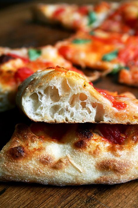 The key to great pizza at home?? The Baking Steel! Also, no-knead, slow-rise pizza dough. The Baking Steel creates a pizza with a crispy crust with a ballooned and blistered outer edge. These two recipes — Margherita and caramelized onion and burrata — are favorites. Simple and good! #pizza #margherita #bakingsteel #caramelizedonion #burrata #lahey #slowrise Yakimeshi Recipe, Yeast Baking, Pasta Per Pizza, Best Pizza Dough, German Recipes, Homemade Pizza Dough, Pizza Recipes Homemade, Pizza Recipes Dough, Good Pizza