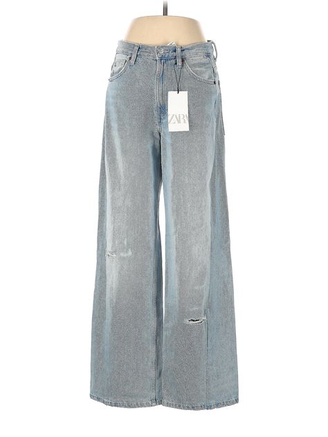 Zara Blue Jeans Size 4 - 38% off Zara Clothes Women, Zara Jeans Women, Zara Clothes, Baggy Pants Women, Jean Zara, Buy Jeans, Zara Outfit, Flying Monkey Jeans, Zara Shirt