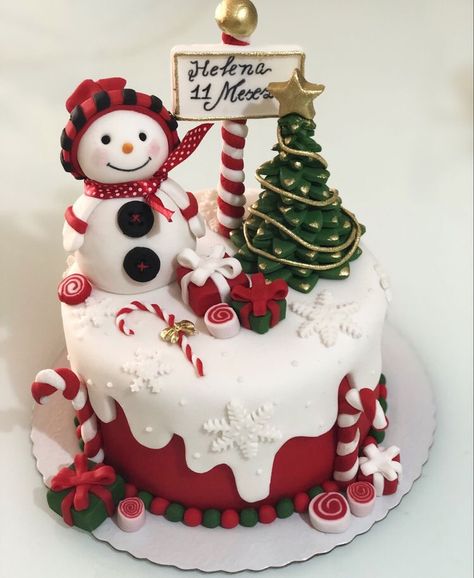 Christmas Birthday Cake, Comic Cake, Winter Torte, Tårta Design, Cake Recipes Easy, Christmas Cakes Easy, Christmas Themed Cake, Aesthetic Cake, Christmas Cake Designs