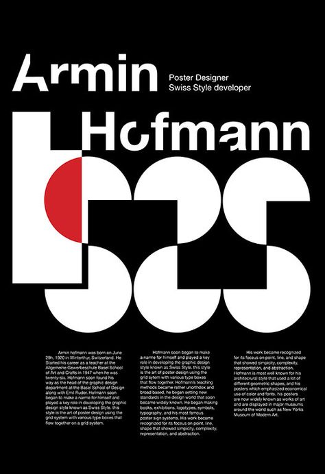 Armin Hofmann Poster Design on Behance Artist Research Page, Armin Hofmann, International Typographic Style, Frida Kahlo Paintings, Poster Advertising, Swiss Style, Goddess Artwork, Swiss Design, Typographic Poster