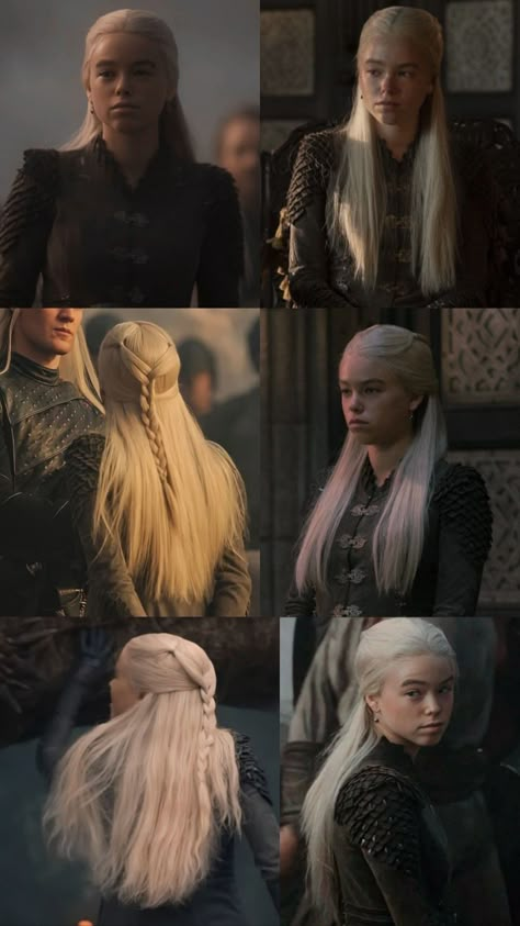 Rhanyera Targaryen Hair, Rhaenyra Targaryen Hair, Alicent Hightower Hair, Young Rhaenyra Targaryen, Young Rhaenyra, Targaryen Hair, Vikings Show, Dragon Queen, Alicent Hightower