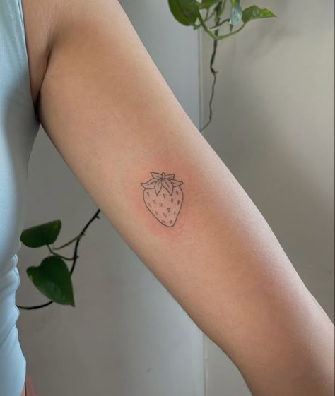 Line Work Strawberry Tattoo, Strawberry Line Tattoo, Strawberry Flash Tattoo, Strawberry Finger Tattoo, Fineline Strawberry Tattoo, Pink Strawberry Tattoo, Heart Strawberry Tattoo, Strawberry Tattoo Outline, Fine Line Strawberry Tattoo