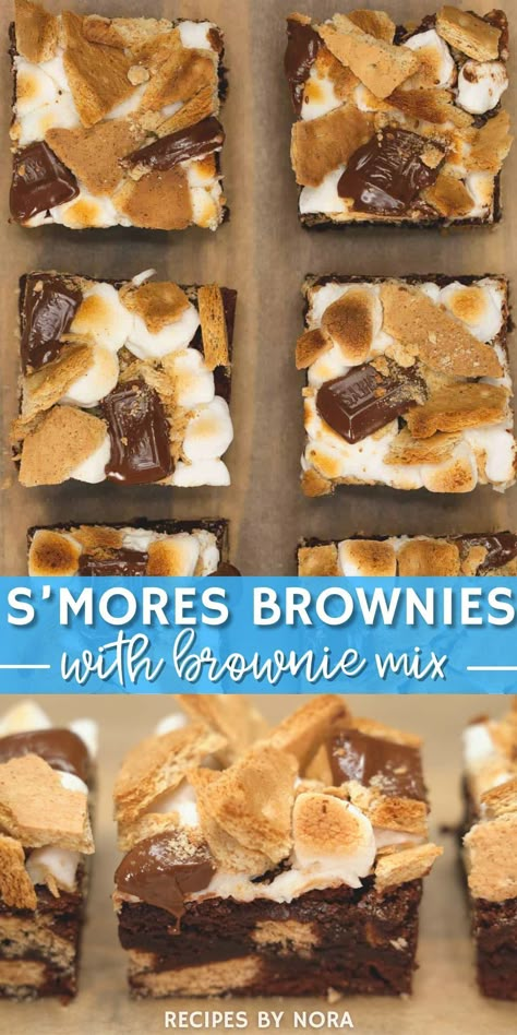 Introducing a delicious twist on two classic desserts: S'mores Brownies!  These gooey, chocolatey bites are a breeze to make and are sure to impress your guests. The secret is using a brownie mix which makes whipping up this tasty treat super easy. These brownies are made of layers of graham crackers, fudgy brownies, melted chocolate, and toasty marshmallows on top. You get all the flavors of your favorite campfire S’mores, right at home! Perfect for spring and summer gatherings. Mango Chiffon Cake, Campfire Dessert, Watermelon Slush, Easy Smores, Smores Brownies, Brownie Mix Recipes, Brownie Desserts Recipes, Smores Dessert, Mothers Day Desserts