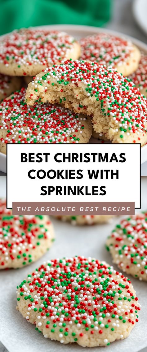 Image for Best Christmas Cookies with Sprinkles Soft Sprinkle Christmas Cookies, Christmas Sprinkle Cookies Recipes, Christmas Funfetti Cookies, Easy Kid Friendly Christmas Cookies, Christmas Sprinkle Sugar Cookies, Holiday Sprinkle Cookies, Easy Pretty Christmas Cookies, Cute Easy Christmas Cookies, Christmas Cookies Sprinkles