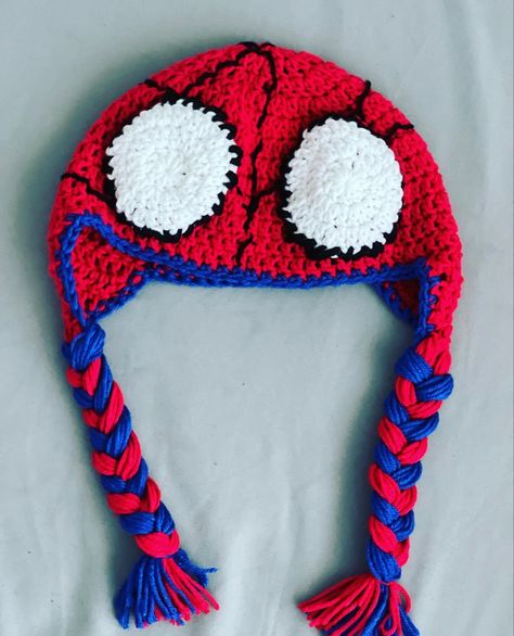 Mayday crochet beenie from Across the spiderverse🕷️🕷️ Mayday Hat Spiderman, Mayday Parker Crochet Hat, Mayday Hat Crochet, Spiderman Mayday Hat, Mayday Parker Beanie, Hobie And Mayday, Mayday Hat, Mayday Beanie, Hobie Spiderman