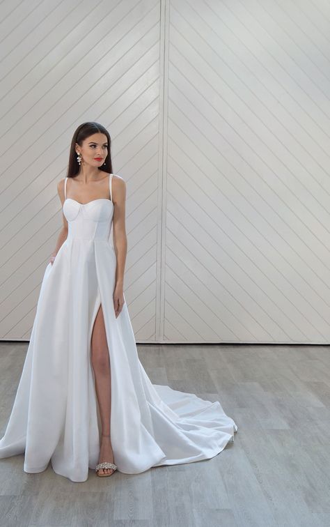 Satin Ballgown Wedding Dress, Martina Liana Luxe, Satin Ballgown Wedding Dresses, Wedding Dress With Spaghetti Straps, Luxe Wedding Dress, Satin Ballgown, Justin Alexander Wedding Dress, Ballgown Wedding Dress, Ballgown Wedding