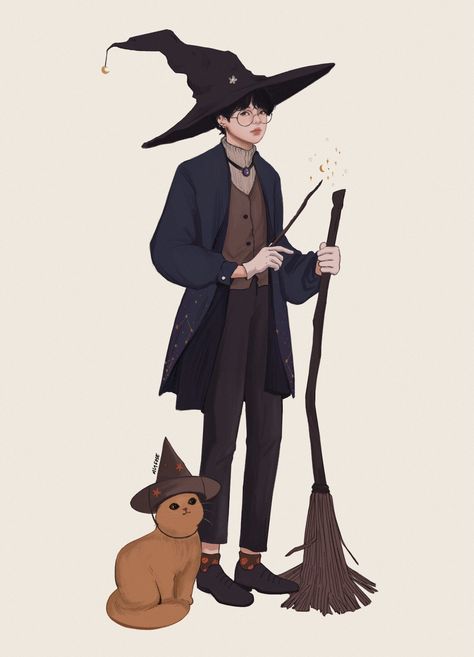 Wizard Clothes Drawing, Witch Male Outfit, Modern Wizard Character Design, Modern Warlock, Male Witch Character Design, Modern Wizard, Male Witches, Witchy Illustration, Witch Concept