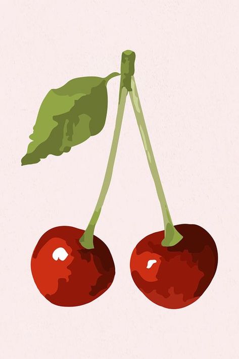 Sticker Overlay, Cherry Sticker, Cherry Drawing, Cherries Painting, Cherry Festival, Fruit Clipart, Cherry Cherry, Cherry Design, Fruits Drawing