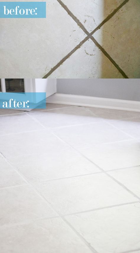 the easiest way to clean neglected ceramic tile floor Clean Bathroom Floor, Cleaning Bathroom Tiles, Tile Floor Cleaner, Floor Tile Grout, Ceramic Tile Floor, Tile Floor Diy, Cleaning Ceramic Tiles, Clean Tile Grout, Cleaning Tile Floors