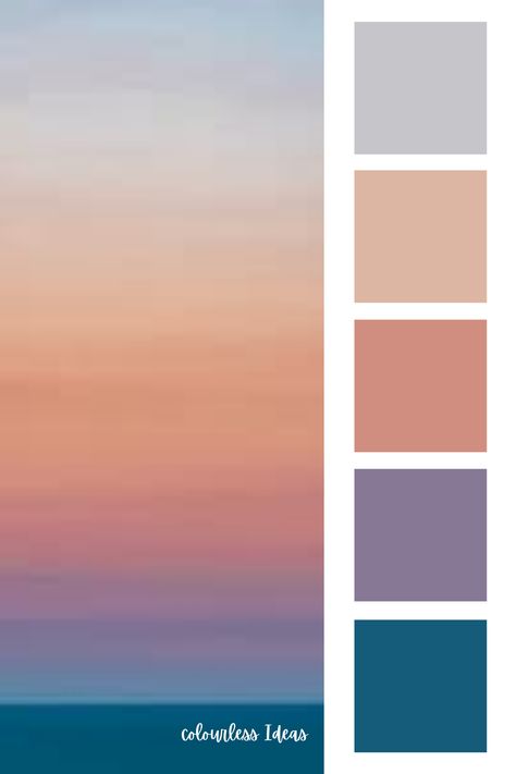 Summer Sky Color Palette, Morning Colour Palette, Sunset Pantone Colour Palettes, Sunset Colours Palette, Horizon Color Palette, California Sunset Color Palette, Sunset House Aesthetic, Mountain Sunrise Color Palette, California Coast Color Palette