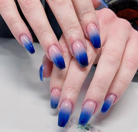 Posted by Zoe Scott: Welcome to my latest blog post, where we're diving into the mesmerizing world of Royal Blue Ombre Nails. You're in the right place if you want to add ... Sapphire Nails Acrylic, Royal Blue Nail Designs Ideas, Royal Blue Nails Ideas, Royal Blue Ombre Nails, Pink Ombre Coffin, Blue Ombre Nail Designs, Ombre Nails Blue, Blue Ombre Nail, Royal Blue Nails Designs