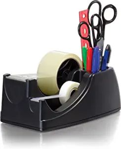 Amazon.com : Officemate Heavy Duty Weighted 2-in-1 Tape Dispenser, Recycled,Black (96660) : Office Products Inventory Storage, Office Tape, Mail Room, Tape Dispensers, Wrapping Station, Steel Desk, Packaging Tape, Tape Dispenser, Scotch Tape