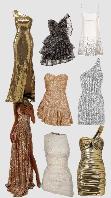 New Years Party Dress, Black And Gold Party Outfit, New Years Eve Outfits Dress, 17th Birthday Ideas Outfits, Party Dress Glitter, Outfit Soiree, Robes Glamour, Gala Outfit, Cute Homecoming Dresses