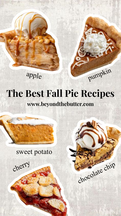 #myfirstshuffle #fallrecipes #pie #pierecipes #pumpkin #apple #sweetpotato #cherry #chocolatechip #beyondthebutter #pies Apple Pie Fall Aesthetic, Autumn Pie Recipes, Pumpkin Pie Aesthetic, Apple Pie Aesthetic, Cute Apple Pie, Fresh Cherry Pie Recipe, Types Of Pies, Pie Social, Pie Business