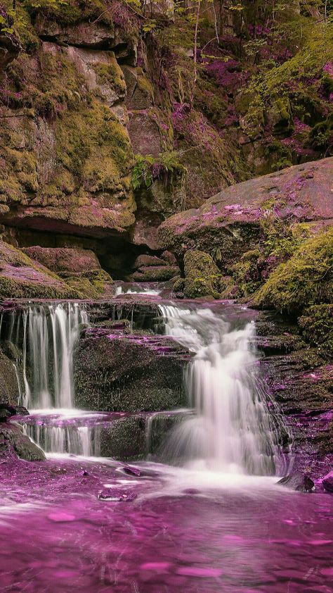 Pink waterfall Pink Waterfall, Water Pictures, Largest Waterfall, Scenery Pictures, Beautiful Waterfalls, Magical Places, Nature Travel, Land Scape, Too Late