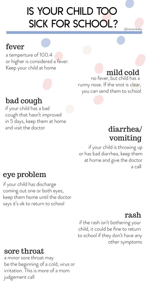 Information to let you figure out if your child is too sick for school. When to send your child to school if they are sick. #sickchild #fluseason #kidsinschool #toosickforschool How To Be Sick For School, House Binder, Bad Cough, Sick Leave, I'm Sick, Im Sick, Eyes Problems, Easy Entertaining, Runny Nose