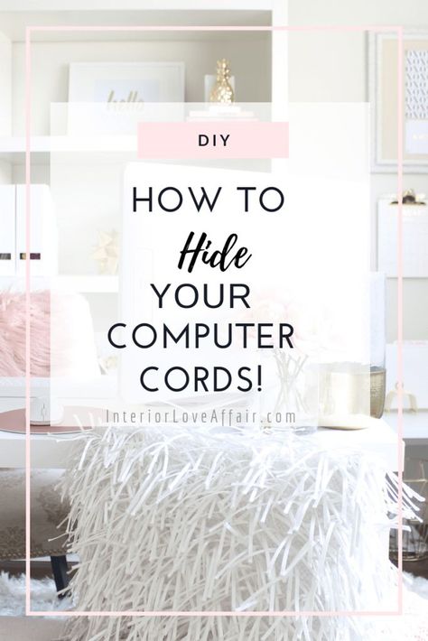 Hide Computer Cords, Blush Office, Home Sense, Paper Sorter, Chic Home Office, Office Furniture Layout, Office For Two, Pretty Desks, Hide Cords