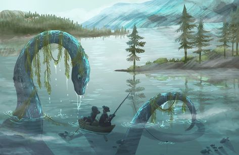 Loch Ness Monster, Fantasy Beasts, Comics Artist, Loch Ness, Pinturas Disney, Mythical Creatures Art, Prehistoric Animals, Sea Monsters, Mythological Creatures