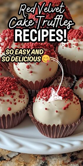 Red Velvet Cake Truffles Red Velvet Truffles No Bake, Cake Truffle Recipe, Red Velvet Cake Truffles, Truffles Red Velvet, Red Velvet Balls, Red Velvet Truffles Recipe, How To Make Truffles, Cake Truffles Recipe, Bailey Truffles