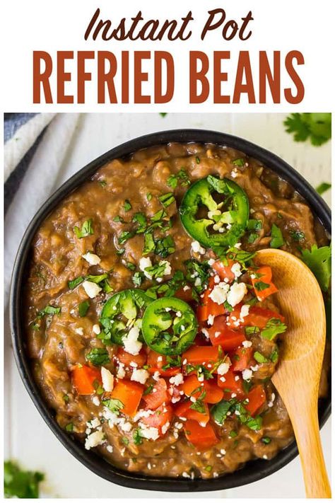 Instant Pot Refried Beans Recipe, Instant Pot Refried Beans, Refried Beans Recipe, Pressure Cooking Recipes, Vegan Instant Pot Recipes, Vegetarian Instant Pot, Recipes Mexican, Cooking Dishes, Instant Pot Dinner Recipes