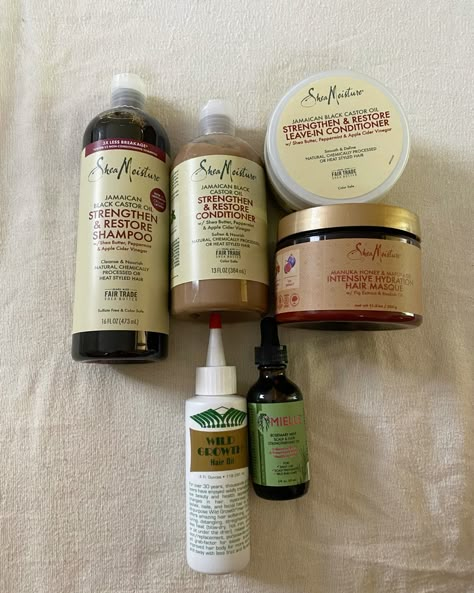 #haircare #naturalhaircare #sheamoisture #jamaicanblackcastoroil #4chair Daily Hair Care Routine 4c, 4c Hair Supplies, 4c Haircare Regime, Hair Routine Black Women, Moisturizer For 4c Natural Hair, Best Loc Products, Curly Haircare Aesthetic, Natural Hair Products Aesthetic, Black Hair Care Aesthetic