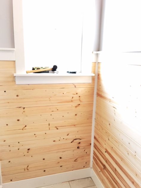 Plank Wall Bathroom, Brick Garage, How To Plank, Soaker Tubs, Diy Wooden Wall, Tongue And Groove Walls, Wood Plank Walls, Half Walls, Wall Planks