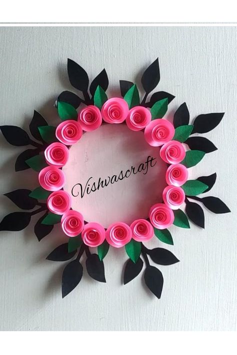 Colour paper craft Art And Craft With Colour Paper, Craft Ideas With Colour Papers, Colour Paper Crafts Wall Art, Colour Paper Craft, Cardboard Wall Decor, Diy Wall Hanging Paper, Paper Wall Art Diy, Quilling Photo Frames, Paper Wall Decoration